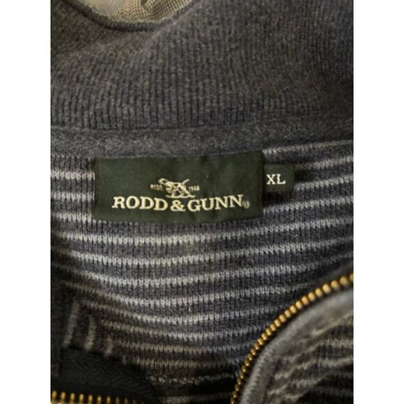 Rodd & Gunn Pullover Knit Sweater Mens XL Blue Striped Long Sleeve 1/4 Zip - Picture 4 of 9